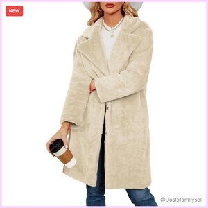 Faux Fur Coat Long Fuzzy Winter Overcoat Chic Outerwear with Pockets